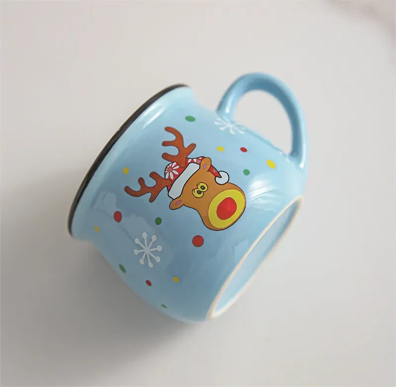150ML Ceramic Christmas Mugs Cartoon Santa Style Cute Elk Snowman Mousse Cup for Office Home Breakfast Milk Mug Kids Xmas Gifts