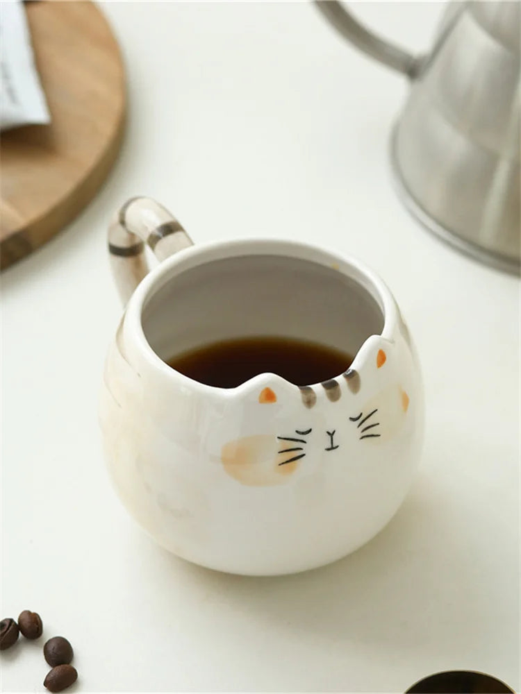 1pc cute ceramic cup, cat shaped mug, 380ml/13oz milk, coffee, and water cups