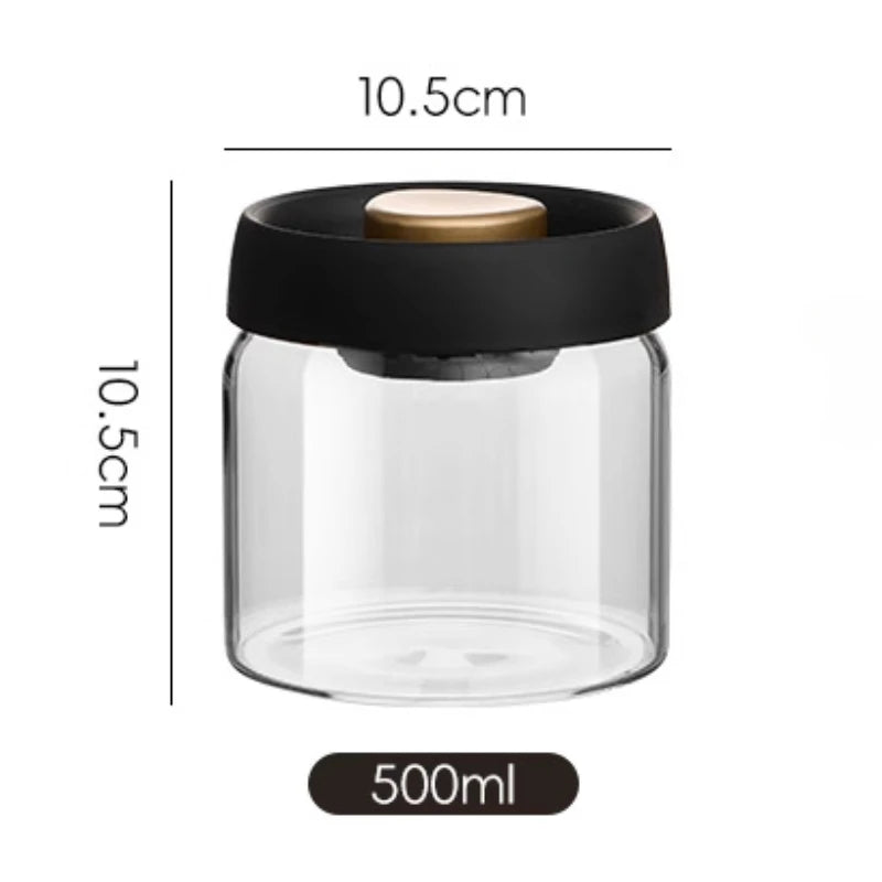 Vacuum Sealed Tank Coffee Beans Storage Glass Bottle Transparent Food Storage Jar Moisture-proof Extract Air Airtight Container