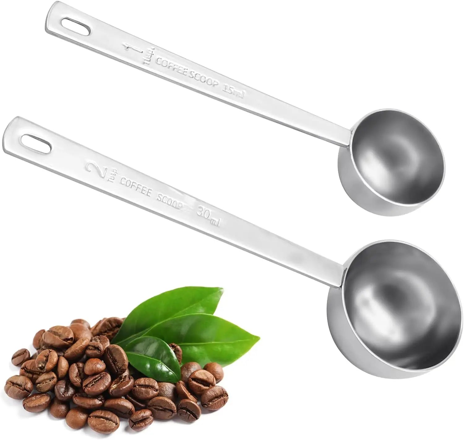 15/30ml Coffee Scoop Stainless Steel Coffee Spoon with Long Handle Measuring Spoon Tablespoon for Milk Fruit Powder Sugar Flour