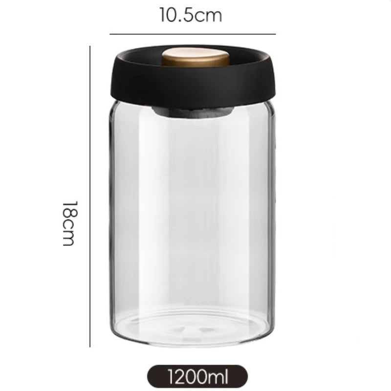 Vacuum Sealed Tank Coffee Beans Storage Glass Bottle Transparent Food Storage Jar Moisture-proof Extract Air Airtight Container