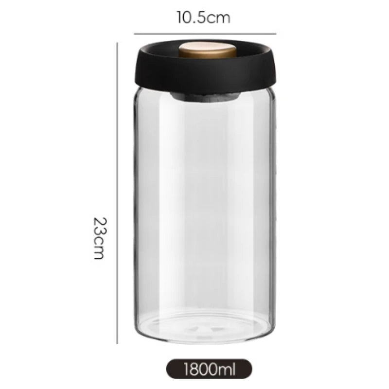 Vacuum Sealed Tank Coffee Beans Storage Glass Bottle Transparent Food Storage Jar Moisture-proof Extract Air Airtight Container