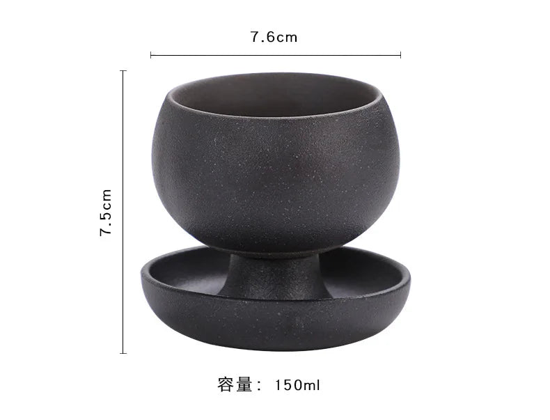 150ml Crude Pottery Latte Art Coffee Mug With Plate Milk Cup Afternoon Tea Mug Cup Saucer Kit Office Water Cup Teaset Collection