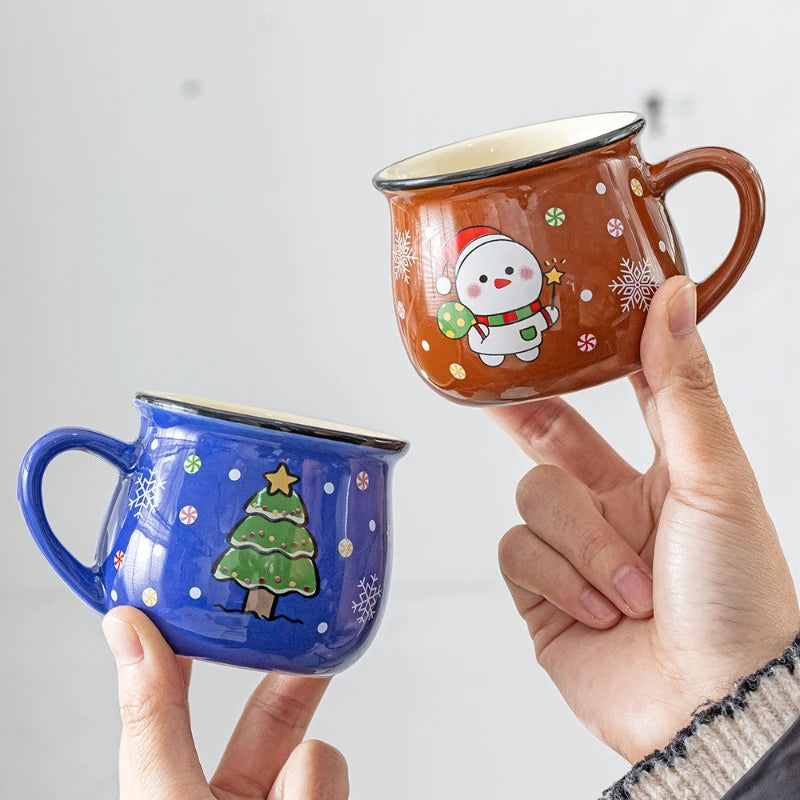 150ML Ceramic Christmas Mugs Cartoon Santa Style Cute Elk Snowman Mousse Cup for Office Home Breakfast Milk Mug Kids Xmas Gifts