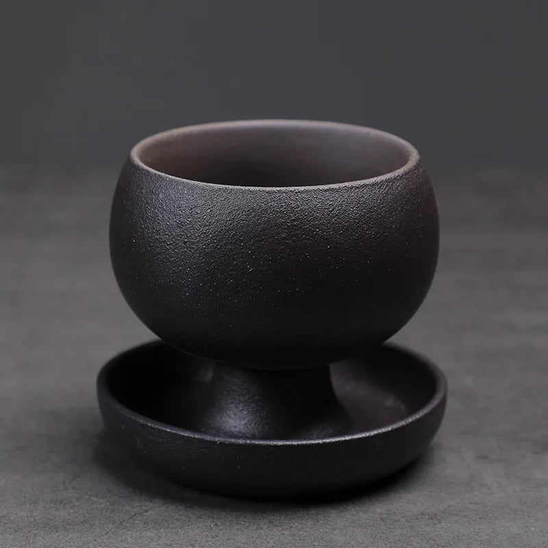 150ml Crude Pottery Latte Art Coffee Mug With Plate Milk Cup Afternoon Tea Mug Cup Saucer Kit Office Water Cup Teaset Collection