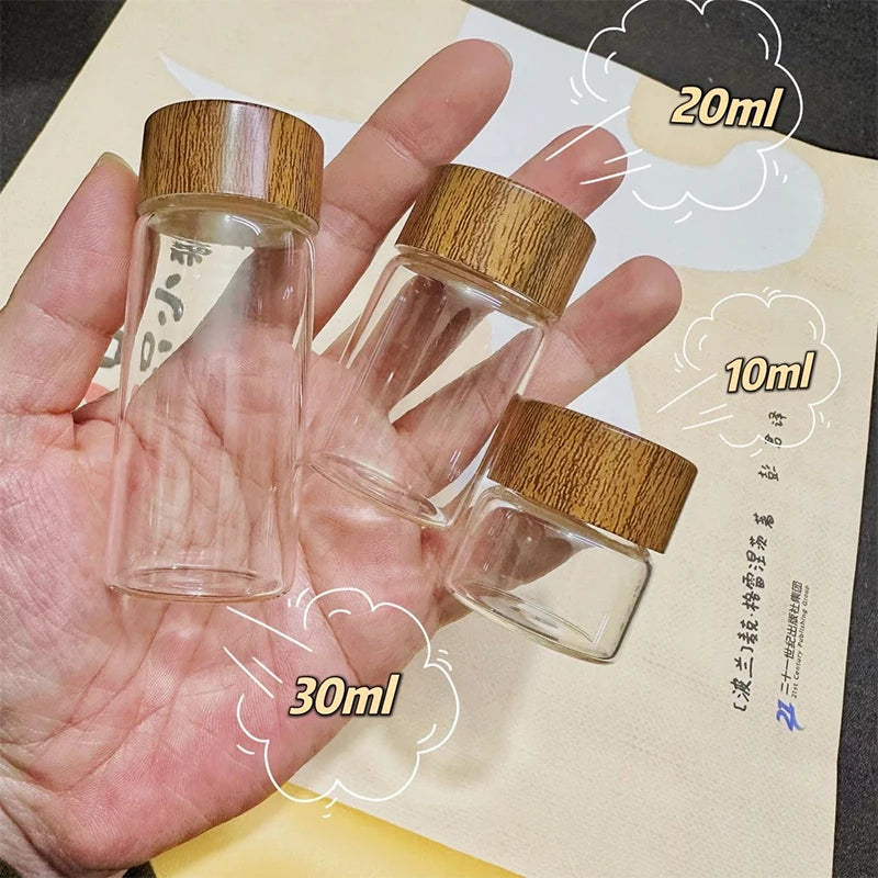 1pc Coffee Bean Glass Tube With Wood Tool Bottled Tubes Grain Storage Wooden Sealed Airtight Canisters For Home Office