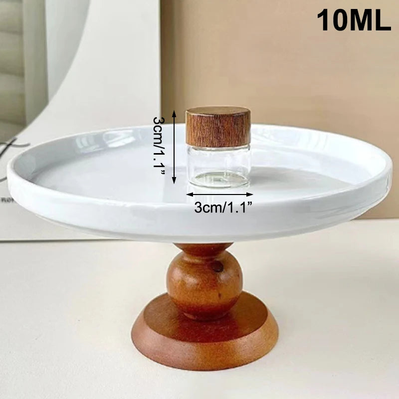 1pc Coffee Bean Glass Tube With Wood Tool Bottled Tubes Grain Storage Wooden Sealed Airtight Canisters For Home Office