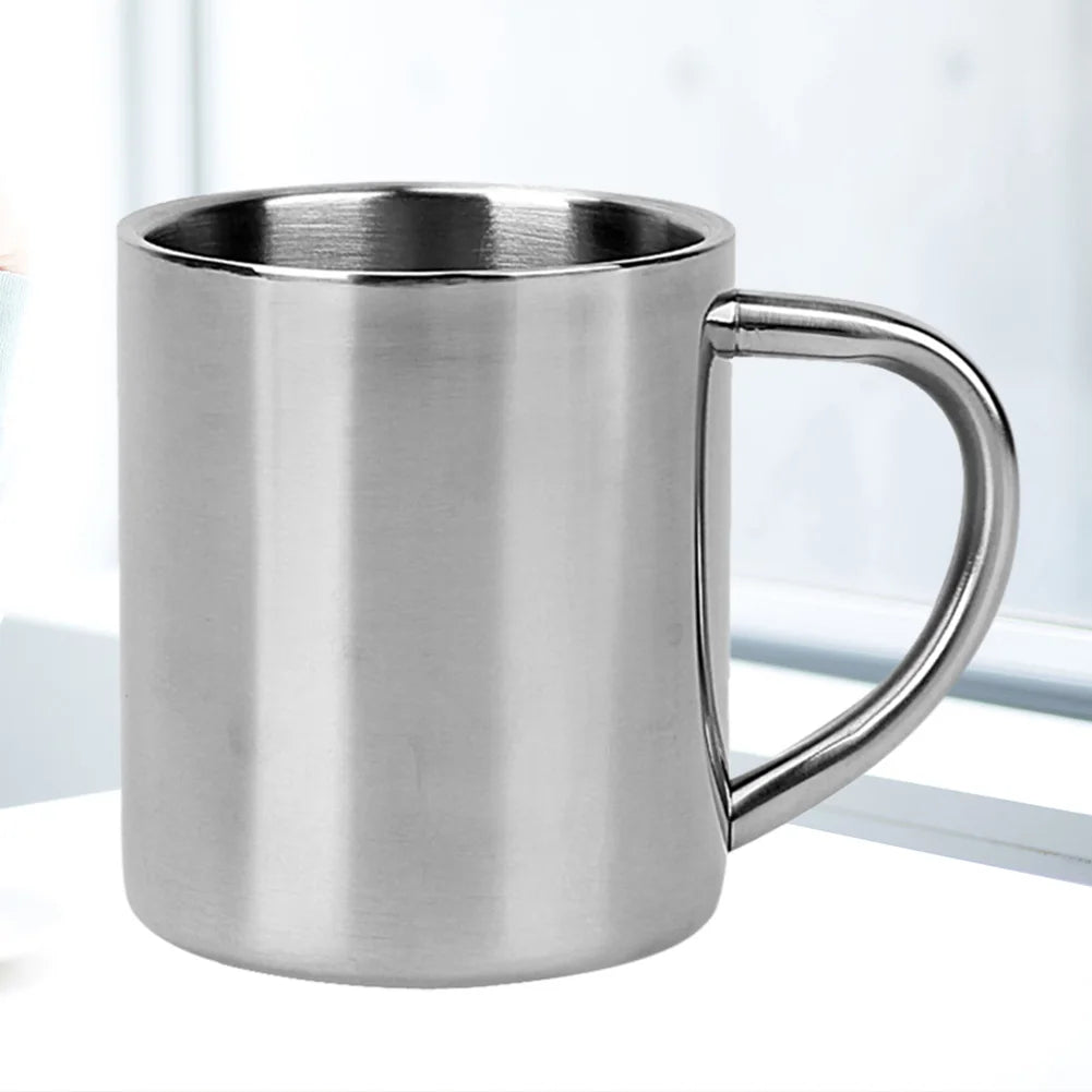 1-5PCS 220ML Stainless Steel Mug Coffee Cup Double Wall Stainless Steel Anti-Heat Aniti-Scalding Cup Outdoor Metal Drinking Cup