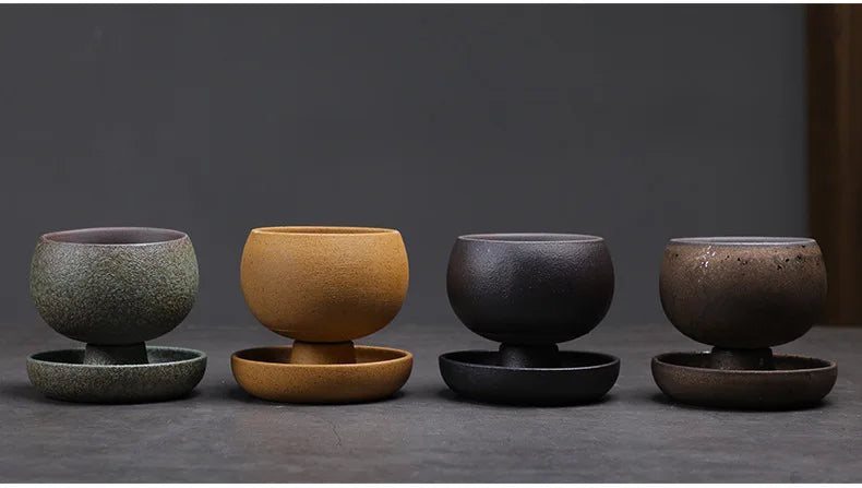 150ml Crude Pottery Latte Art Coffee Mug With Plate Milk Cup Afternoon Tea Mug Cup Saucer Kit Office Water Cup Teaset Collection