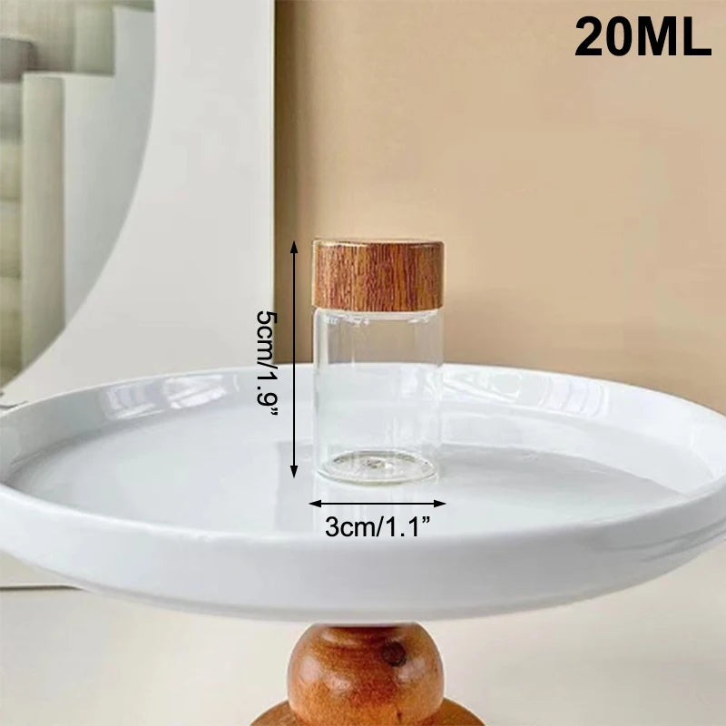 1pc Coffee Bean Glass Tube With Wood Tool Bottled Tubes Grain Storage Wooden Sealed Airtight Canisters For Home Office