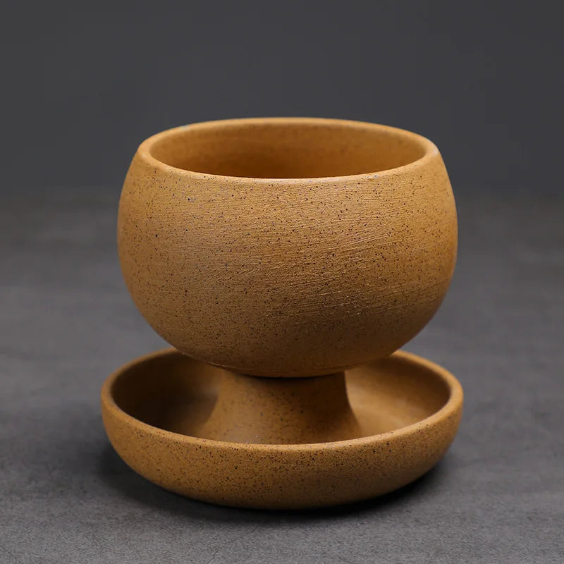 150ml Crude Pottery Latte Art Coffee Mug With Plate Milk Cup Afternoon Tea Mug Cup Saucer Kit Office Water Cup Teaset Collection