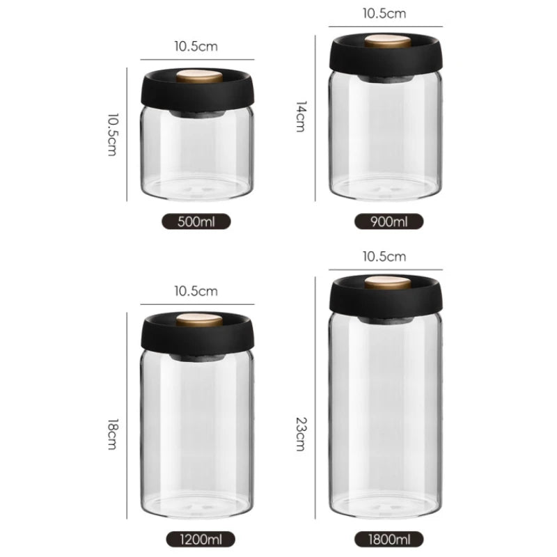 Vacuum Sealed Tank Coffee Beans Storage Glass Bottle Transparent Food Storage Jar Moisture-proof Extract Air Airtight Container