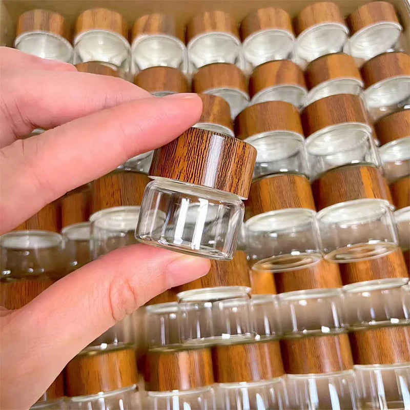 1pc Coffee Bean Glass Tube With Wood Tool Bottled Tubes Grain Storage Wooden Sealed Airtight Canisters For Home Office