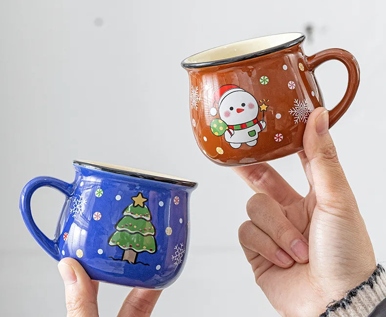 150ML Ceramic Christmas Mugs Cartoon Santa Style Cute Elk Snowman Mousse Cup for Office Home Breakfast Milk Mug Kids Xmas Gifts