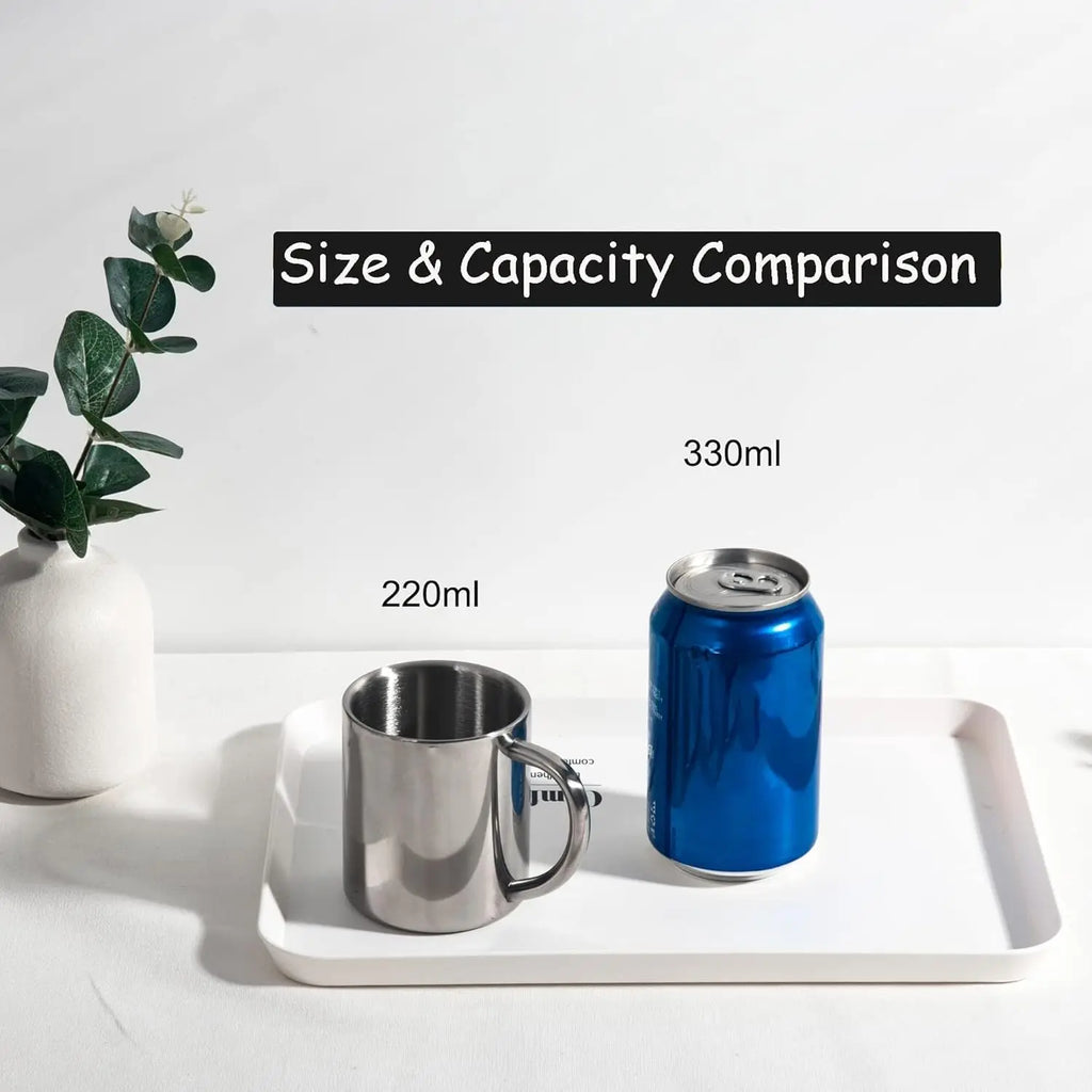 1-5PCS 220ML Stainless Steel Mug Coffee Cup Double Wall Stainless Steel Anti-Heat Aniti-Scalding Cup Outdoor Metal Drinking Cup