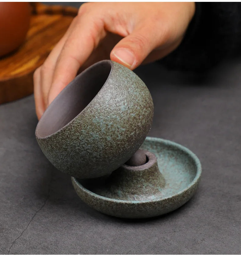 150ml Crude Pottery Latte Art Coffee Mug With Plate Milk Cup Afternoon Tea Mug Cup Saucer Kit Office Water Cup Teaset Collection