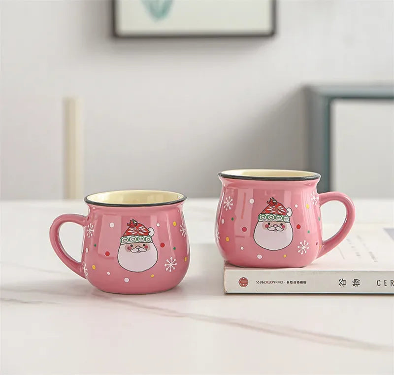 150ML Ceramic Christmas Mugs Cartoon Santa Style Cute Elk Snowman Mousse Cup for Office Home Breakfast Milk Mug Kids Xmas Gifts