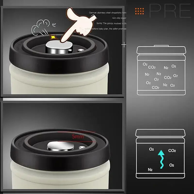 304 Stainless Steel Airtight Coffee Container Storage Canister Coffee Bean Jar Vacuum Sealed Cans food Kitchen Storage Organizer