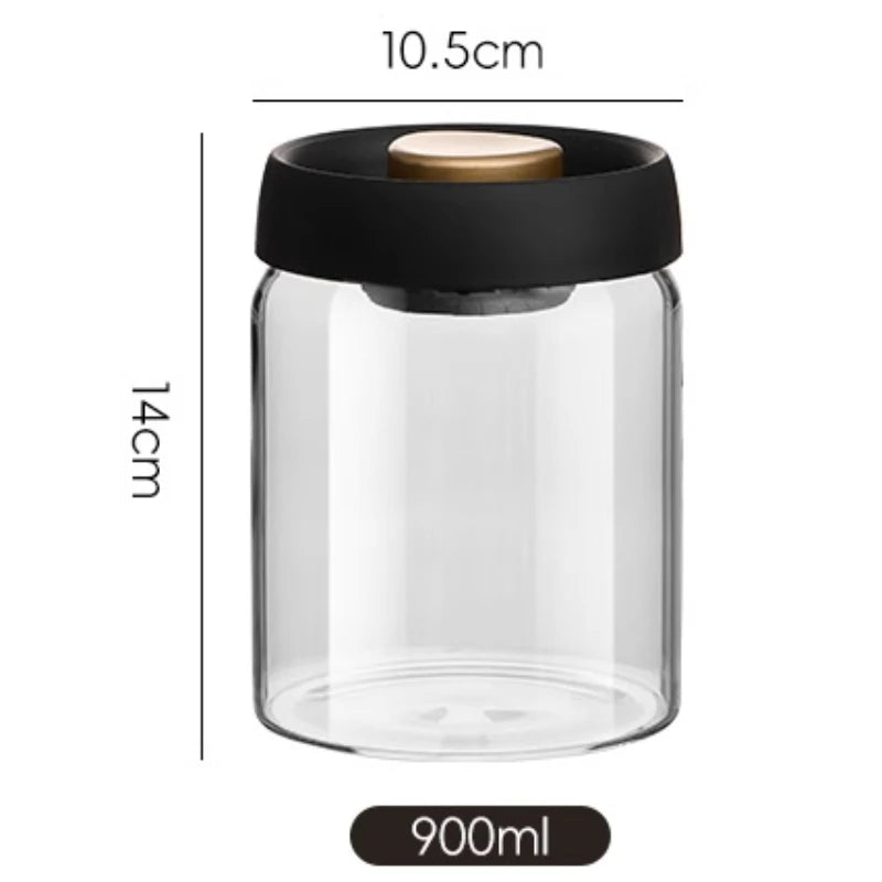 Vacuum Sealed Tank Coffee Beans Storage Glass Bottle Transparent Food Storage Jar Moisture-proof Extract Air Airtight Container