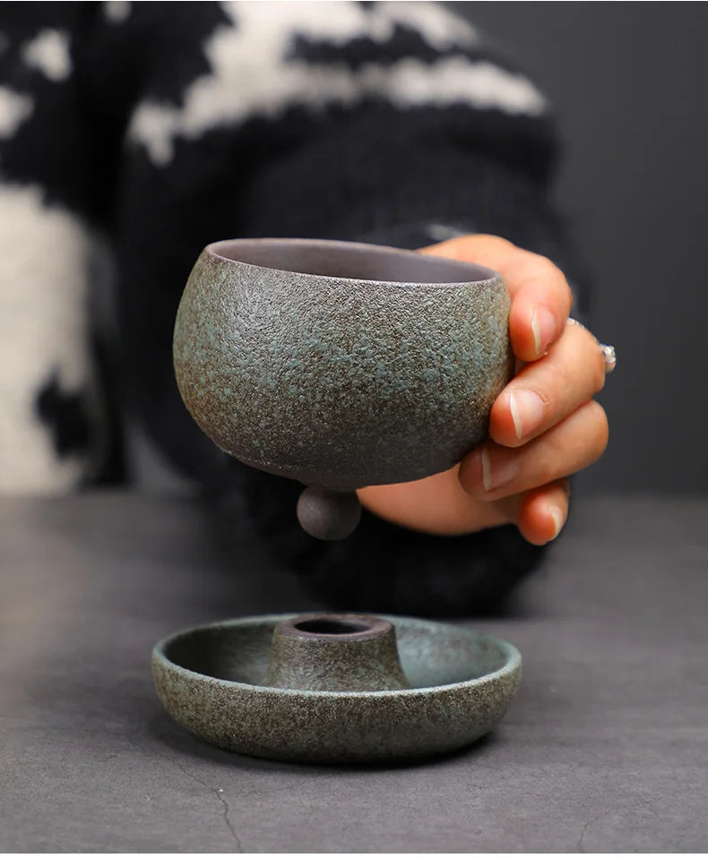 150ml Crude Pottery Latte Art Coffee Mug With Plate Milk Cup Afternoon Tea Mug Cup Saucer Kit Office Water Cup Teaset Collection