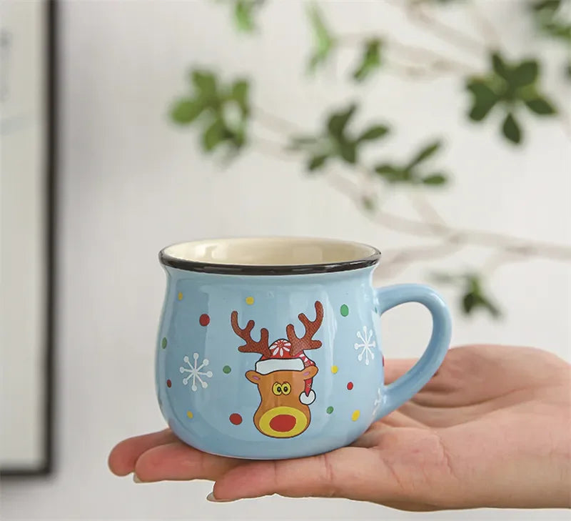 150ML Ceramic Christmas Mugs Cartoon Santa Style Cute Elk Snowman Mousse Cup for Office Home Breakfast Milk Mug Kids Xmas Gifts