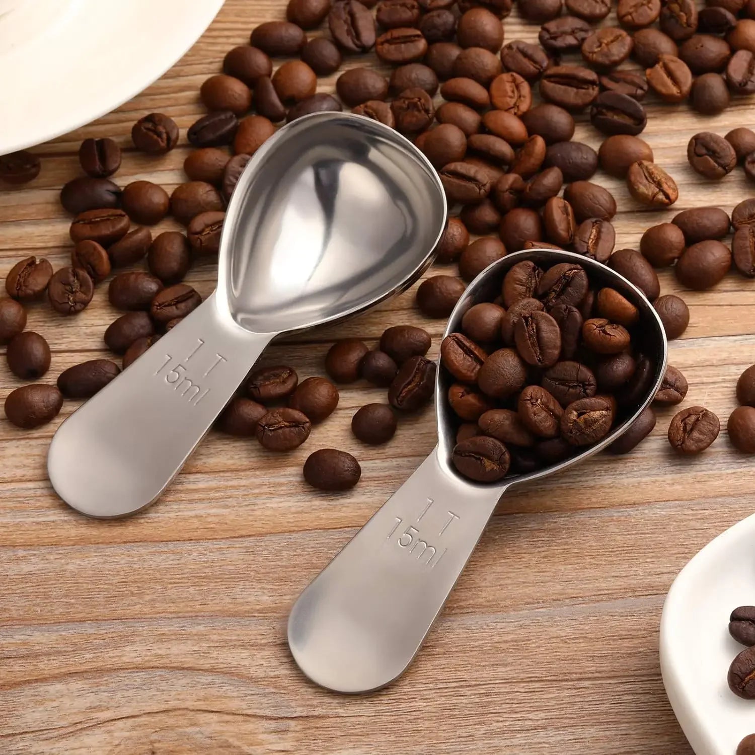 15/30ML Stainless Steel Coffee Scoops Tablespoon Coffee Measure Spoon for Ground Coffee Loose Tea Sugar Whole Bean Flour Gifts