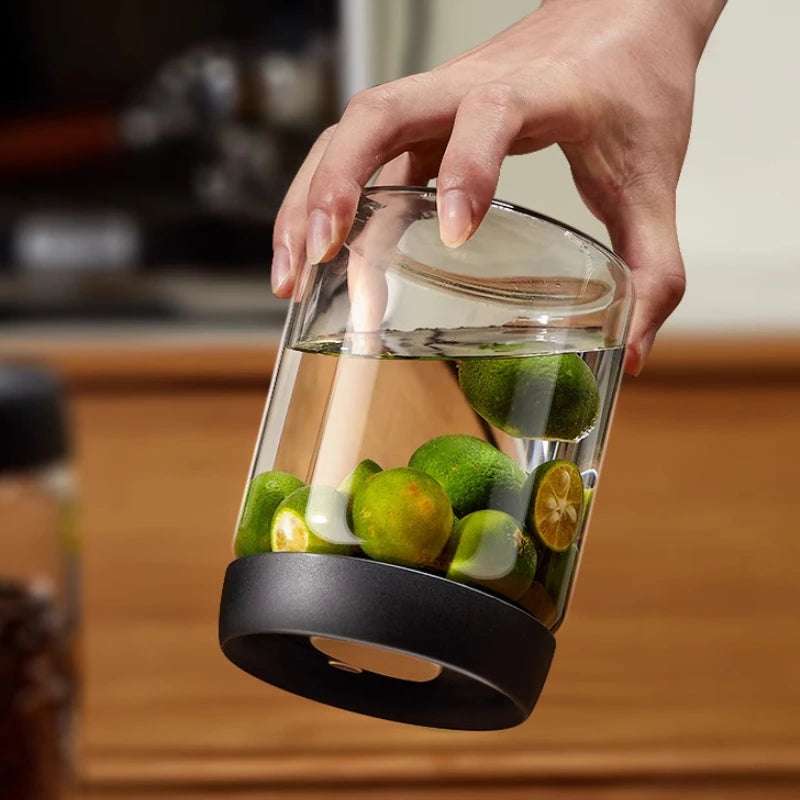 Vacuum Sealed Tank Coffee Beans Storage Glass Bottle Transparent Food Storage Jar Moisture-proof Extract Air Airtight Container