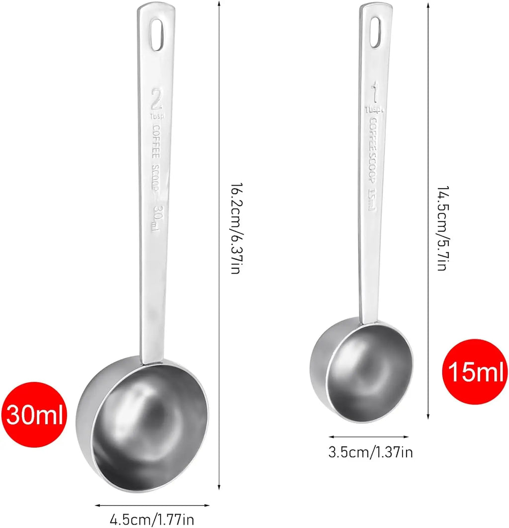 15/30ml Coffee Scoop Stainless Steel Coffee Spoon with Long Handle Measuring Spoon Tablespoon for Milk Fruit Powder Sugar Flour