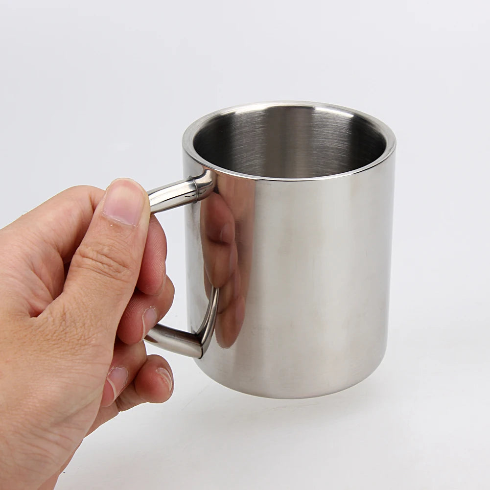 1-5PCS 220ML Stainless Steel Mug Coffee Cup Double Wall Stainless Steel Anti-Heat Aniti-Scalding Cup Outdoor Metal Drinking Cup
