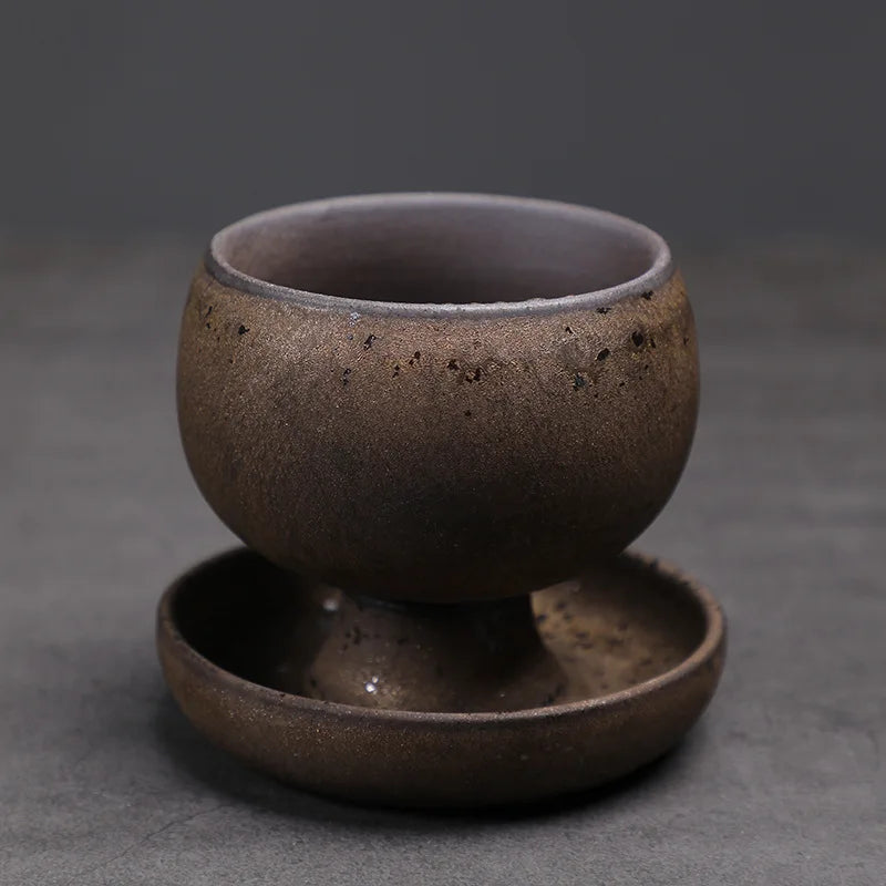 150ml Crude Pottery Latte Art Coffee Mug With Plate Milk Cup Afternoon Tea Mug Cup Saucer Kit Office Water Cup Teaset Collection