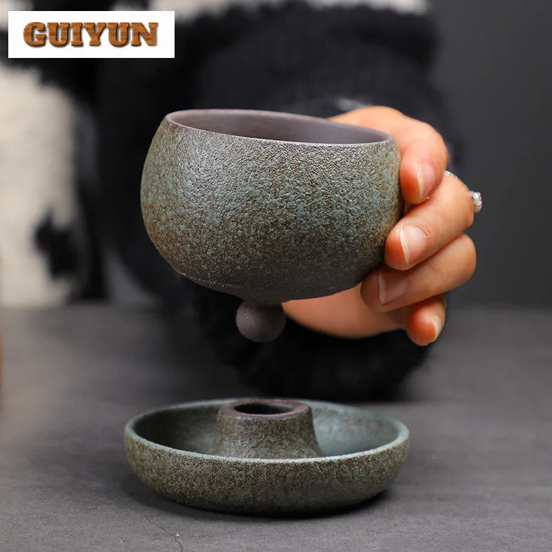 150ml Crude Pottery Latte Art Coffee Mug With Plate Milk Cup Afternoon Tea Mug Cup Saucer Kit Office Water Cup Teaset Collection